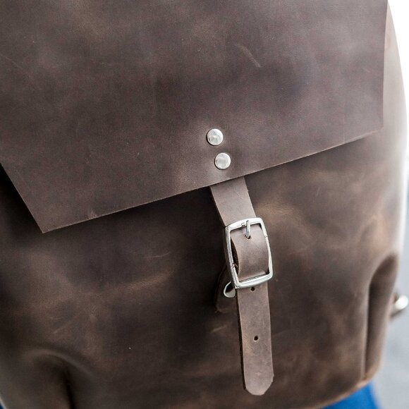 Genuine Black Leather Backpack Travel Unisex Carryon main image 4